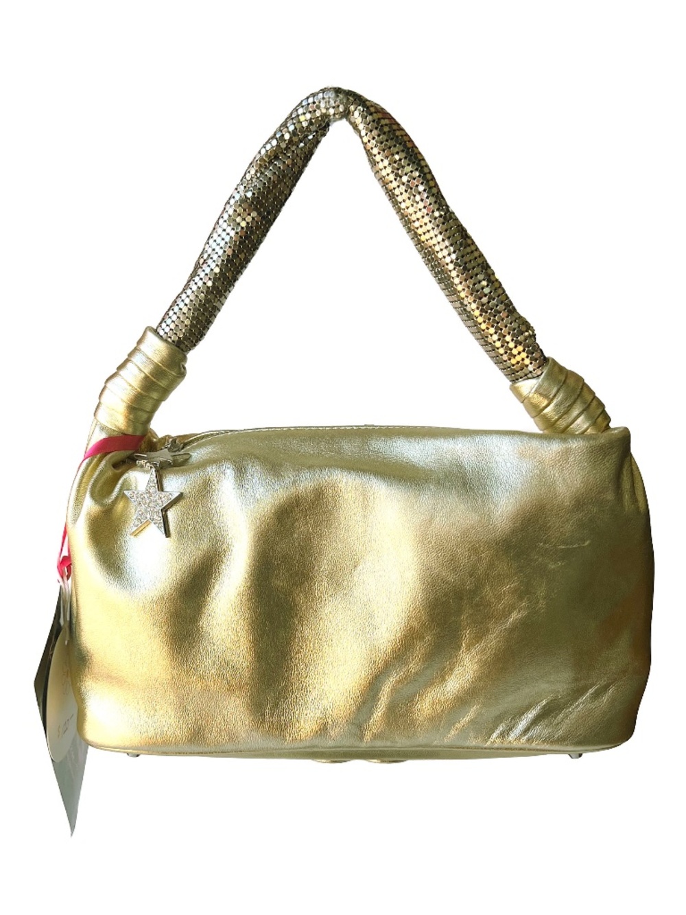 Beverly Feldman Leather Gold Metal Mesh Handbag Purse Bag / NWT